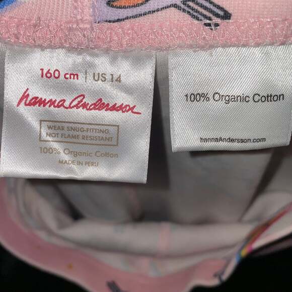 Hanna Andersson Unicorn Rainbow Cloud Two Piece long john Pink Pajama Set sz 14 - Picture 5 of 7